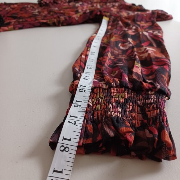 Aqua Metallic Floral Print Tiered Mini Dress - Picture 13 of 16